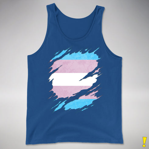 Transgender Pride Flag Ripped Reveal Premium Tank Top - Royal Blue